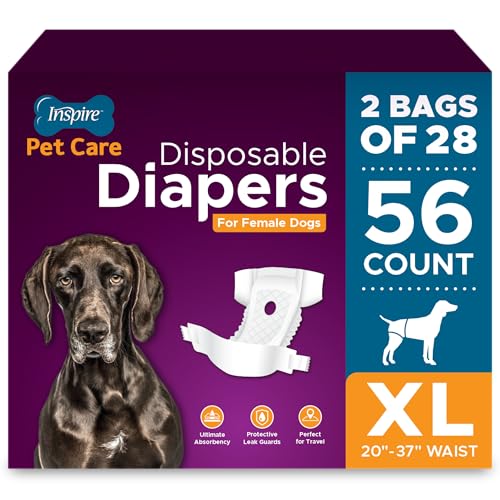 Inspire Pet Care Hundewindeln für Hündinnen, bei Inkontinenz, Unfällen, bei Hitze, Urinieren oder Periode und Hauseinbruch, Größe XL, 56 Stück Inspire Pet Care Hundewindeln für Hündinnen, bei Inkontinenz, Unfällen, bei Hitze, Urinieren oder Periode und Hauseinbruch, Größe XL, 56 Stück von Inspire