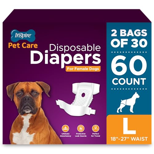 Inspire Pet Care Hundewindeln für Hündinnen, bei Inkontinenz, Unfällen, bei Hitze, Urinieren oder Periode und Hauseinbrüchen, Größe L, 60 Stück Inspire Pet Care Hundewindeln für Hündinnen, bei Inkontinenz, Unfällen, bei Hitze, Urinieren oder Periode und Hauseinbrüchen, Größe L, 60 Stück von Inspire