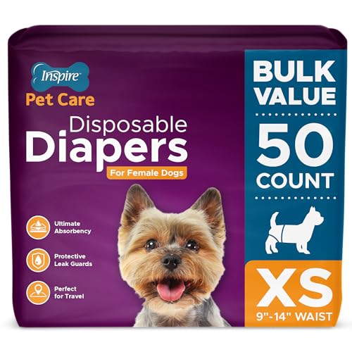 Inspire Pet Care Hundewindeln für Hündinnen, bei Inkontinenz, Unfällen, bei Hitze, Urinieren oder Periode und Hauseinbrüchen, Größe XS, 50 Stück Inspire Pet Care Hundewindeln für Hündinnen, bei Inkontinenz, Unfällen, bei Hitze, Urinieren oder Periode und Hauseinbrüchen, Größe XS, 50 Stück von Inspire