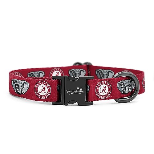 InstaPetTags Alabama Crimson Tide Hundehalsbänder und -leinen, handgefertigt, verstellbar, aus Nylon, klein von InstaPetTags