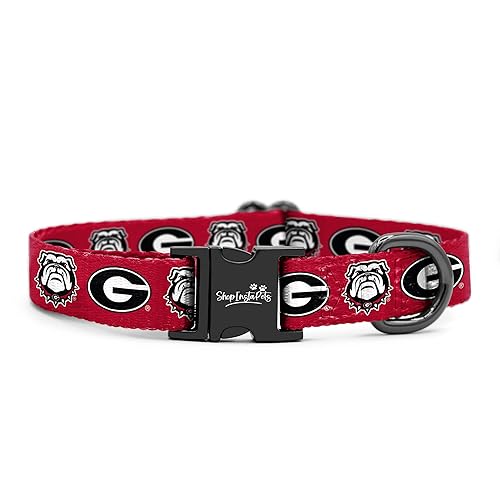 InstaPetTags Georgia Bulldogs Hundehalsbänder und -leinen aus Nylon, handgefertigt, verstellbar (XS Halsband) von InstaPetTags