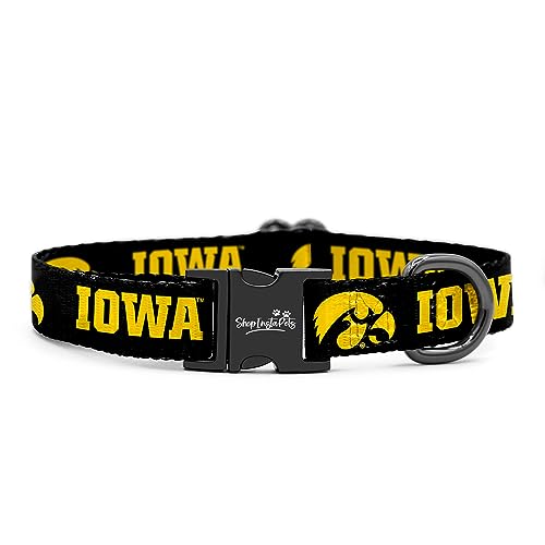 Iowa Hawkeyes Halsbänder und Leinen, offizielles Lizenzprodukt, verstellbar, passend für alle Haustiere (kleines Halsband) von InstaPetTags