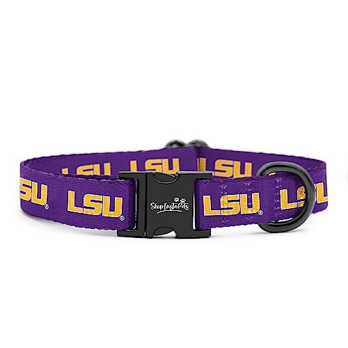 LSU Tigers verstellbare Hundehalsbänder und Leinen, passend für Haustiere, offizielles Lizenzprodukt (XS Halsband) von InstaPetTags
