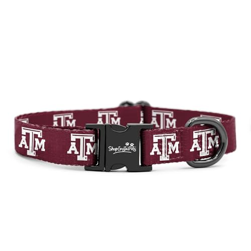 Texas A&M Aggies Halsbänder und Leinen, offizielles Lizenzprodukt, verstellbar, passend für alle Haustiere (kleines Halsband) von InstaPetTags