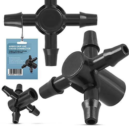 Instalguru 4-Fach Verteiler für Emitter 4mm x 3/5mm x 3/5mm x 3/5mm x 3/5mm Bewässerungsleitung Steckverbinder für Schlauch Bewässerung System Pfeiltropfer Wasserverteiler Microbewässerung für Garten von Instalguru