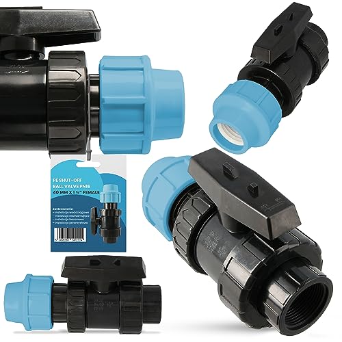 Instalguru PE-Rohr Absperrhahn Kugelhahn PN16 40x1 1/4 IG Wassersysteme Garden Bewässerung Pe-Absperrventil Wasserregelventil Bewässerungsrohr-Kupplung PE-Schläuchen von Instalguru