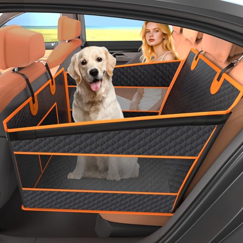Instraella Hunde Autositz für Große Hunde, Rücksitzverlängerung mit 360°-Schutz, Oxford-Gewebe, rutschfester Unterseite, Sunset Chevron, Schwarz/Orange Instraella Hunde Autositz für Große Hunde, Rücksitzverlängerung mit 360°-Schutz, Oxford-Gewebe, rutschfester Unterseite, Sunset Chevron, Schwarz/Orange von Instraella
