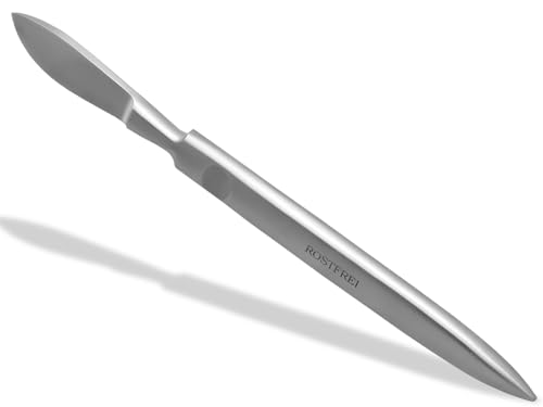 Hufinstrument Pferde Hufmesser für die Hufsohle Hufschaber als Lorbeer Hufkratzer aus rostfreien Edelstahl Massive Ausführung Doppelseitig verwendbar durch spitz zulaufendes Griffende 18 cm von InstrumenteNrw