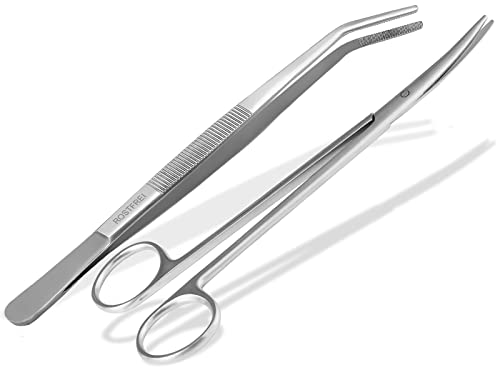 InstrumenteNrw Pinzette Schere Set Gebogen 11,5 cm bis 30 cm 2-Teilig (20,0 cm) von InstrumenteNrw
