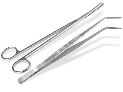 InstrumenteNrw Pinzette Schere Set Gebogen 11,5 cm bis 30 cm 2-Teilig (25,0 cm) von InstrumenteNrw