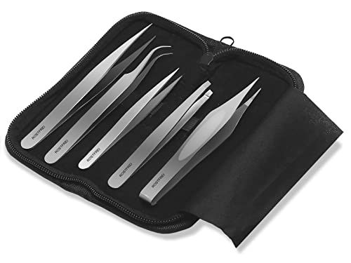 Premium Edelstahl Zeckenentferner-Set Zeckenzange Zeckenpinzette mit Etui Pinzette Spitz 6-Teilig von InstrumenteNrw