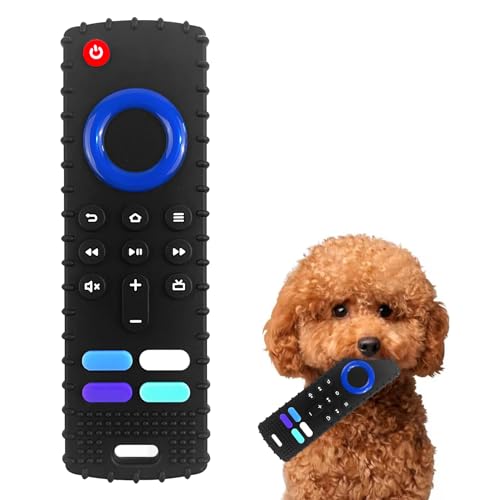 Beißspielzeug für Welpen, TV-Fernbedienung, Form Beißring für kleine Hunde und Welpen, Langeweile, Zahnspielzeug, interaktives Spielen, BPA-frei (Schwarz-01) von Intatikoo