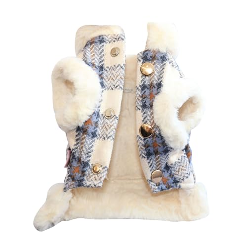 Hunde-Wintermantel für kleine Hunde, britischer Stil, Fleece-Hundejacke, Mantel mit D-Ring, niedlicher Welpenkleidung, Hundepullover, weiche, warme Fleece-Weste, Kleidung, winddicht, kaltes Wetter von InteDesign