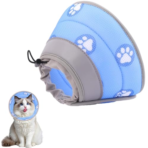 Weiches Katzenhalsband gegen Lecken nach Operationen, wasserdicht, verstellbar, weiches Katzenhalsband für kleine Hunde, Welpen und Kätzchen (Blau, Größe M (Hals: 16–24 cm) von InteDesign