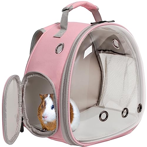 Meerschweinchen-Rucksack, klare Weltraumkapsel, Astronauten, transparentes Blasenfenster, kleine Tiere, Rucksack, Tragetasche für Bartdrachen, Hasen, Kätzchen, Reptilien, Tierarzt, Vist, Reisen, Rosa von Interfashioner