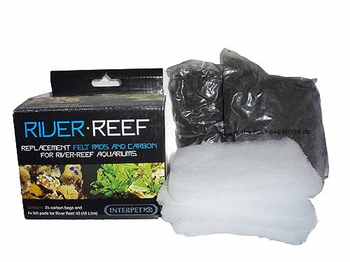 Interpet Ersatz-Filtereinsätze und Kohlenstoff für das River Reef 48L Aquarium, Set enthält 2 Kohlenstoffbeutel und 4 Filzpads von Interpet