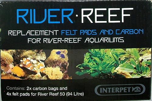 Interpet Ersatz-Filterpads und Carbon für das River Reef 94L Aquarium, Set enthält 2 Kohlebeutel und 4 Filzpads von Interpet
