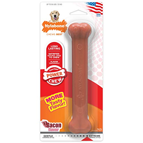 Nylabone Extreme, Kau- und Zahnspielzeug für Hunde, Hundeknochen, für aggressiv / Starke kauende, Speckgeschmack, für große hunde bis 23 kg von Nylabone