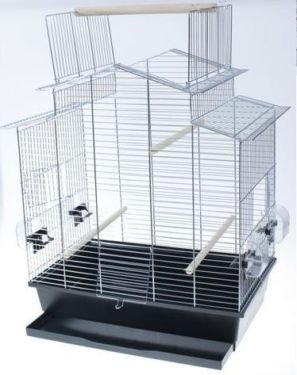 Vogelkäfig IZA III Cabrio Chrome-schwarz Wellensittichkäfig,Exotenkäfig,Vogelkäfig Vogelbauer Wellensittich Kanarien Voliere Vogelhaus Käfig von Interzoo