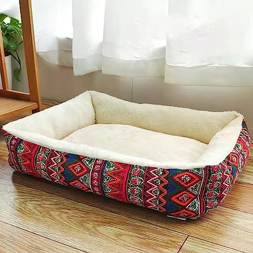 Intohou Beruhigendes flauschiges Hundebett, maschinenwaschbar, Hundebetten, kaufest, Hundebett-Matratze, Anti-Angst-Hundebettkissen, Hundebett für die Box (XS, mit Plüsch) von Intohou