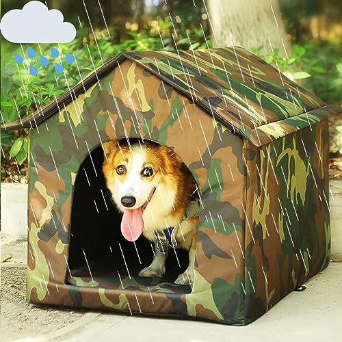 Outdoor-Hundebett, wasserdicht, für den Innenbereich, tragbares Hundebett mit Dach, Camping-Hundebett mit Baldachin, unzerstörbar und robust, Größe L, Grün von Intohou