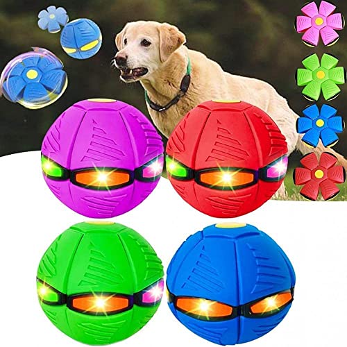Invaxe 4 Stück leuchten Fliegend Untertasse Ball Spielzeug für Hunde, Interaktives Fliegend Untertassen Ball Hundespielzeug für Kleine Mittelgroße und GroßeRassen, Geeignet für Drinnen und Draußen von Invaxe