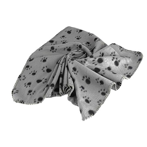 Inzopo Warme Fleece-Decke für Haustiere, Hundepfoten-Muster, weich, Grau, Größe M von Inzopo