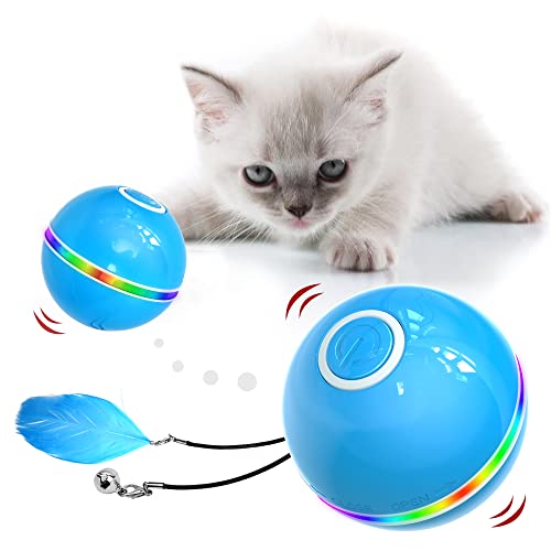 IOKHEIRA Katzenball mit LED-Licht, Elektrisch Zwei-Farben Katzenspielzeug Ball interaktives Spielzeug für Katzen, selbstdrehender 360-Grad-Ball, wiederaufladbares interaktives Blau Ball IOKHEIRA Katzenball mit LED-Licht, Elektrisch Zwei-Farben Katzenspielzeug Ball interaktives Spielzeug für Katzen, selbstdrehender 360-Grad-Ball, wiederaufladbares interaktives Blau Ball von IOKHEIRA