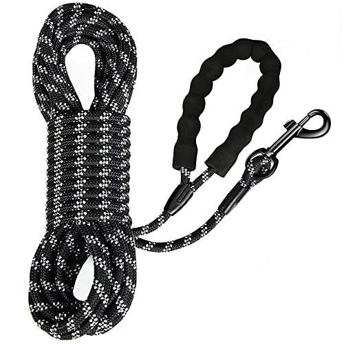 Reflektierend Schleppleine für Hunde, 5m/10m/20m Seil Hundeleine Trainingsleine Langes Ausbildungsleine für kleine, mittelgroße Hunde, Schwarz (0.8CM*500CM) (20m, Schwarz) von IOKHEIRA