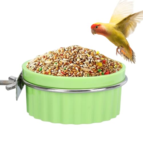 Bird Feeder Dispenser, Cage Waterer Bowl, Automatic Gravitys Refill, Transparent Design, Easy Installation 2 Pack, for Parakeet Cockatiel Parrot Finch Cage Use, 13x10x4.5cm White Green von Iouyjiu