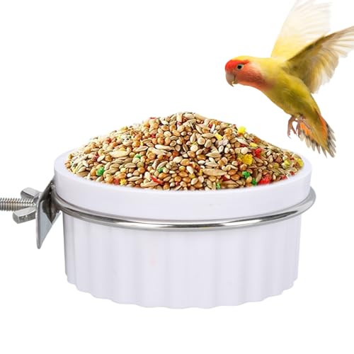 Bird Feeder Dispenser, Cage Waterer Bowl, Automatic Gravitys Refill, Transparent Design, Easy Installation 2 Pack, for Parakeet Cockatiel Parrot Finch Cage Use, 13x10x4.5cm White Green von Iouyjiu