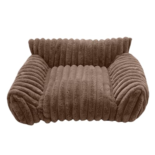 Cat Sofa Bed, Plush Pet Couch, Durabled Chew-Resistant Lounger, Soft Washable Cushion, Medium Size Ideal for Living Room, Bedroom, Travel, Car, Patio, Apartment, 50x40x20cm White Gray Dark Coffee von Iouyjiu