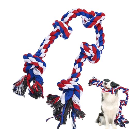 Iouyjiu Dog Rope Toy, Heavy-Duty Chew Toy, Teething Relief, Durable Cotton Fibers, Interactive Tug-of-War for Medium and Large Breed Dogs, 90x5x5cm 730g Blue White Red Iouyjiu Dog Rope Toy, Heavy-Duty Chew Toy, Teething Relief, Durable Cotton Fibers, Interactive Tug-of-War for Medium and Large Breed Dogs, 90x5x5cm 730g Blue White Red von Iouyjiu