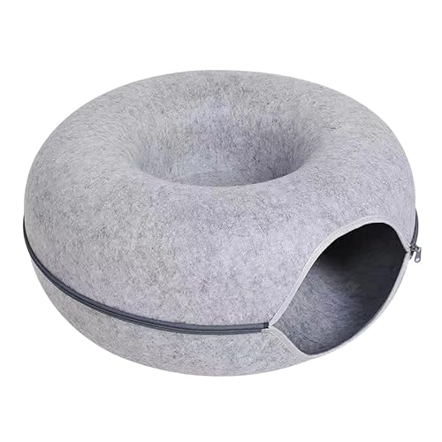 Iouyjiu Donut-Katzenbett, Tunnel für Katzenbett, rundes Bett aus Filz, atmungsaktiv, Höhle für | Tunnel für waschbar, Spielzeug Höhle für Katzenbett, Tunnelbett aus Donut für von Iouyjiu