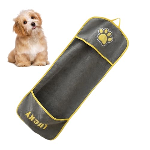 Iouyjiu Hunde-Trockentuch, saugfähiges Haustier-Badetuch mit Eingriffstaschen, Zubehör für Reinigung, Massage, Pflege, Baden, Dusche, Badezimmer, tägliche Pflege, Hygiene, Haustier, Katzen, Welpen von Iouyjiu