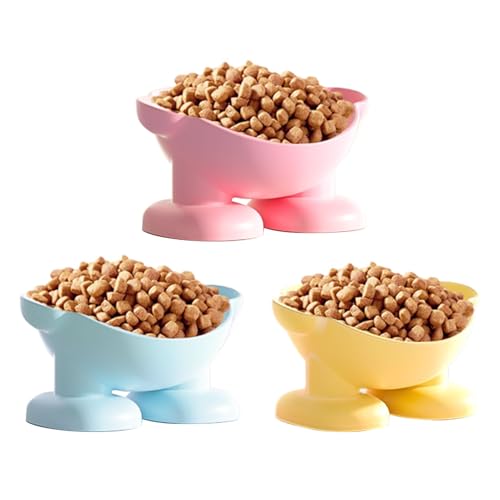 Iouyjiu Pet Food Bowls for Cats, Anti-Tip Feeding Dish, Multi-purpose Puppy Feeder, Small Dog Food Station, Stabile Schüssel Set für den Innenbereich, PP-Material, 14 x 14 x 9 cm von Iouyjiu
