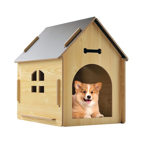Sleek Classic Design Dog Kennel, Holzhaus, abnehmbares Vogelhaus, dekorativer Holzhof, 39,5 x 51 x 52 cm, für Outdoor, Garten, Hof, Terrasse, Haus, Holzfarbe Sleek Classic Design Dog Kennel, Holzhaus, abnehmbares Vogelhaus, dekorativer Holzhof, 39,5 x 51 x 52 cm, für Outdoor, Garten, Hof, Terrasse, Haus, Holzfarbe von Iouyjiu