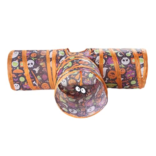 Spielzeugtunnel Versteck - Katzentunnel | Halloween-Kätzchen, Faltbare interaktive Pet-Rohrzelt, lustige Hideaways, ideal für Katzen, Welpen, Frettchen, Hamster, Kaninchen, 79,7 cm-125cm Multic von Iouyjiu