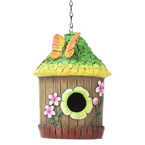 Vogelhäuser, Außenseite, Sturdy Hangable Bird Box, Resin Hummingbird Nest mit charmanter Outdoor-Dekoration für Hinterhof, Garten wie Schwallows Gold, 1 Stück von Iouyjiu