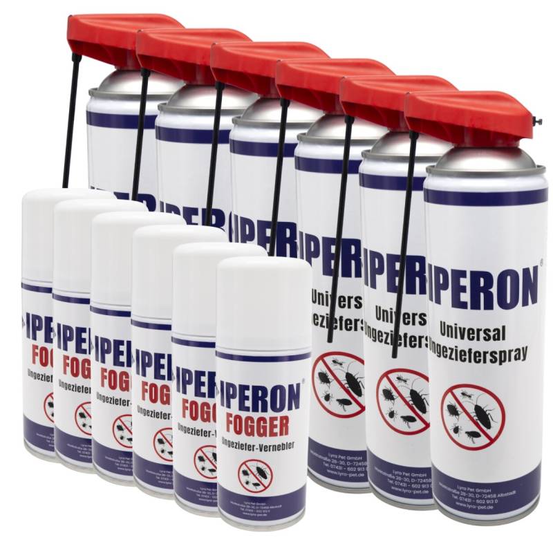 6 Stk. IPERON® Ungezieferschutz Duo - je 6 x 150 ml Ungeziefer-Vernebler Fogger & 400 ml Ungezieferspray im Set von Iperon