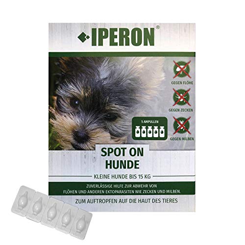 IPERON® 10 x 5 x 1 ml Spot-ON Flohschutz für kleine Hunde Lösung Tropfen Zecken Abwehr Flöhe Zecken von Iperon