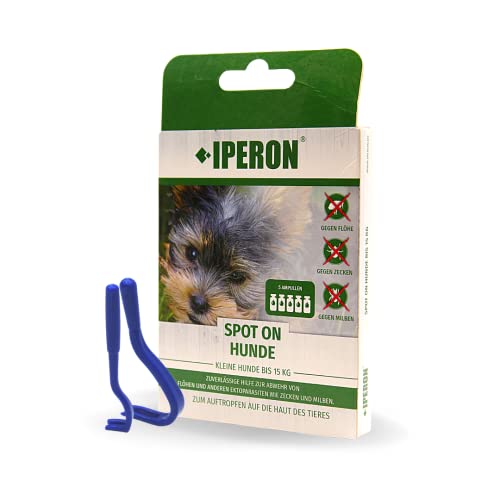 IPERON® 10 x 5 x 1 ml Spot-ON Zeckenschutz Flohschutz Lösung kleine Hunde Tropfen Flöhe Zecken + Zeckenhaken von Iperon