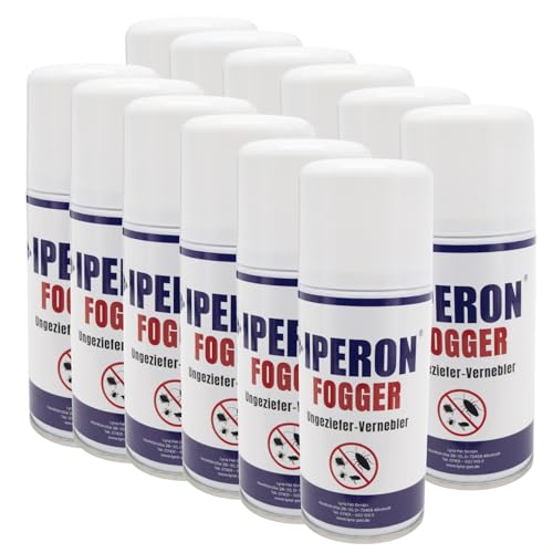 Iperon® 12 x 150 ml Fogger Ungeziefer-Vernebler | Sofortwirkung gegen Ungeziefer | Mit Chrysanthemum cinerariaefolium Extrakt, Geraniol & Zitroneneukalytpusöl | Effektive Bekämpfung von Schädlingen von Iperon