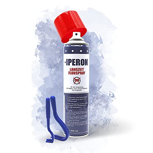 IPERON® 12 x 400ml Langzeit Flohspray Sofortwirkung gegen Flöhe + Zeckenhaken von Iperon