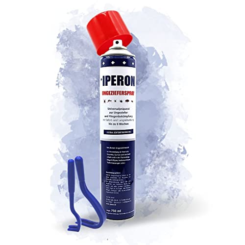 IPERON® 12 x 750 ml Ungezieferspray Sofort- und Langzeitwirkung bis zu 6 Monate + Zeckenhaken von Iperon