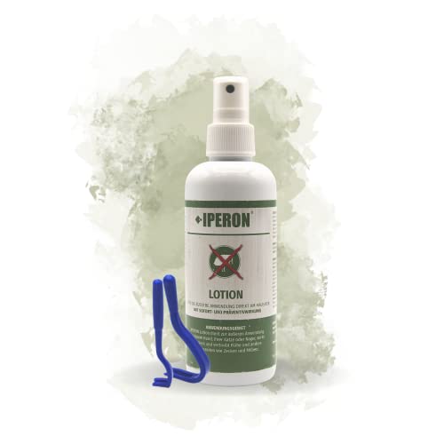 IPERON® 200 ml Lotion Zeckenschutz Pflege für Hunde Katzen Nager Abwehr Ungeziefer + Zeckenhaken von Iperon