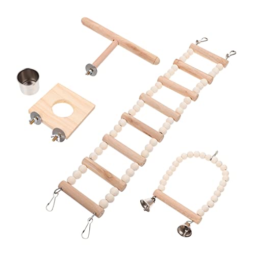 Ipetboom Hamster Spielzeug Set Vogel Spielzeug Holz Schaukel Leiter Sicher Für Haustier Kauen Spielen von Ipetboom