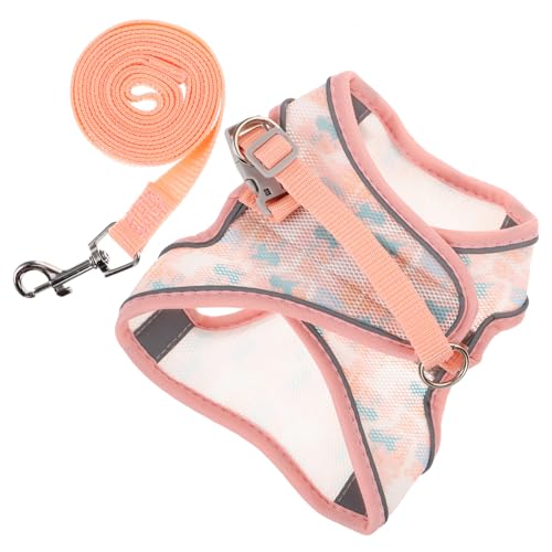 Ipetboom 1 Satz Set Aus Geschirr Und Leine Für Kleine Hunde Kätzchen-gehgurt Haustiergeschirr Und Leine Welpengeschirr Kleines Geschirr Für Hund Rosa Reflektierend Erstickung Polyester von Ipetboom