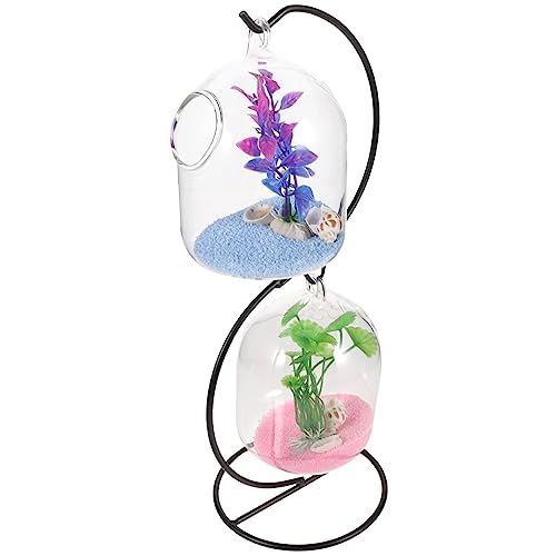 Ipetboom Betta-Aquarium 1 Set Hängender Glas Aquarium Eisen Desktop Vogelkäfig von Ipetboom