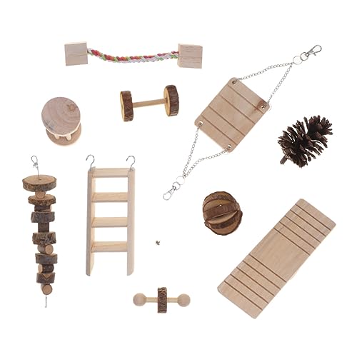 Ipetboom 10stücke Teiliges Hamster-spielzeugset Aus Natürlichem Holz Kauspielzeug Für Nagetiere Zur Zahnpflege Und Für Käfige Und Kleine Haustiere Robuste Und Sichere Materialien von Ipetboom